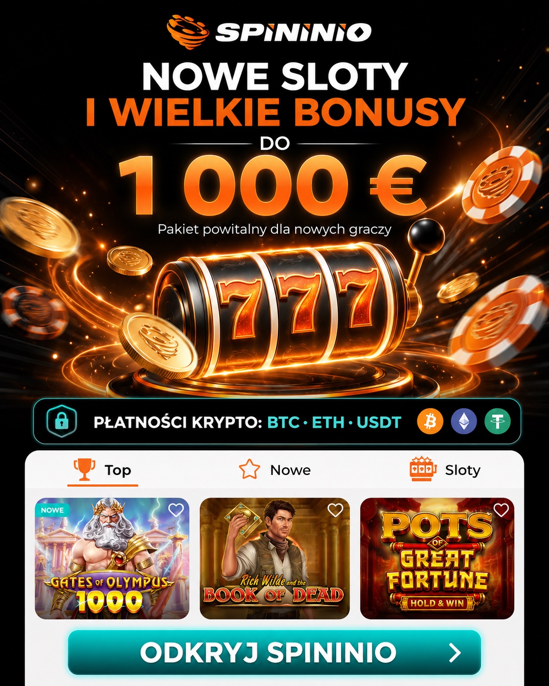 SPINNINIO — nowe sloty i bonusy