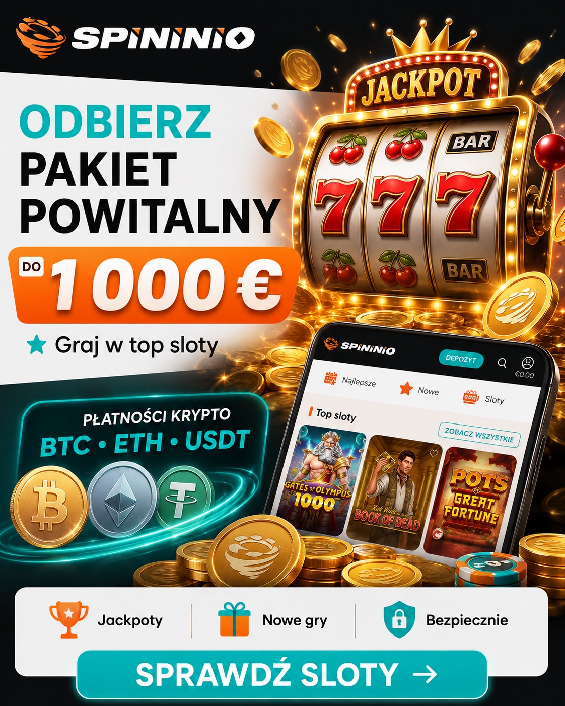 SPINNINIO — pakiet powitalny i płatności krypto